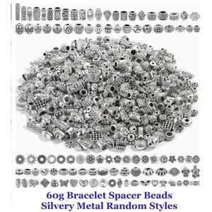 60g Bracelet Spacer Beads Silvery Metal Random Styles